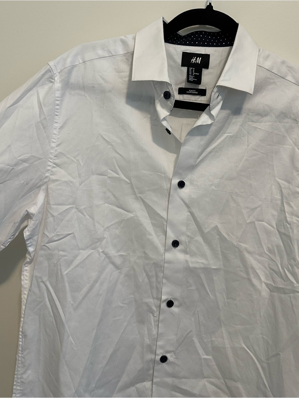 H&M White Button-Down Shirt with Black Buttons